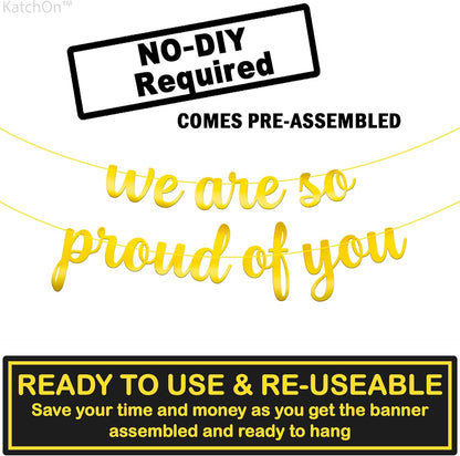 Gradauation Decorations 2026, We are So Proud of You Banner - 10 Feet, No DIY | Gold Grad Banner for 2026 Graduation Decorations | College Graduation Decorations - Katchon