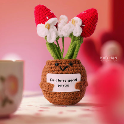 KatchOn, Handmade Crochet Flower Gift | Emotional Support Crochet Gift for Men, Women, Friend, Mom, Dad, Teacher, Coworker | Romantic, Anniversary, Retirement, Birthday Gifts | Desk Decorations