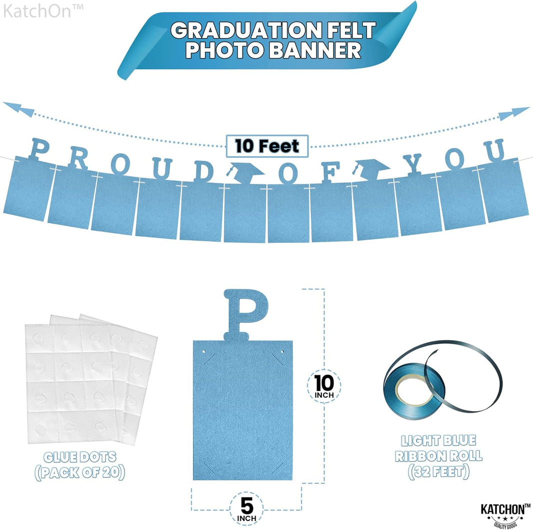 KatchOn Light Blue Graduation Picture Banner - 10ft, Class of 2026 - Personalized, Felt, Horizontal, Unisex Adult