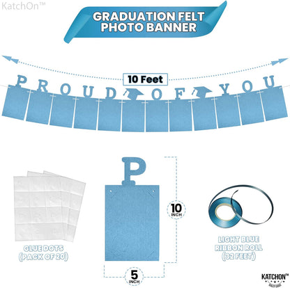 KatchOn Light Blue Graduation Picture Banner - 10ft, Class of 2026 - Personalized, Felt, Horizontal, Unisex Adult