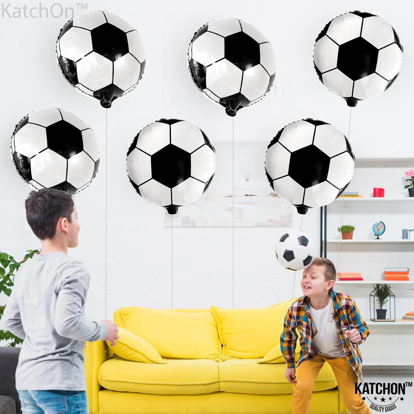 KatchOn, Soccer Balloons for Senior Night Decorations - 18 Inch, Pack of 6 | Soccer Ball Balloons, Soccer Birthday Decorations | Soccer Ball Foil Balloons for Party, Soccer Party Decorations for Boy