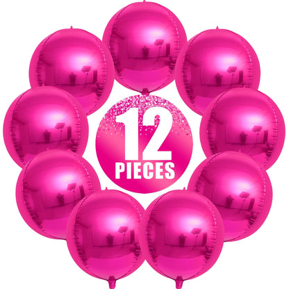 KatchOn, Large Hot Pink Balloons - 22 Inch, Pack 12 | Hot Pink Mylar Balloons for Hot Pink Party Decorations | Hot Pink Foil Balloons | Hot Pink Galentines Balloons for Galentines Day Decorations