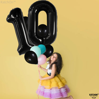 KatchOn, Giant Black 10 Balloon Number - 40 Inch | 10th Birthday Decorations | Black 10th Birthday Balloons for 10 Birthday Decorations Black | Black Number 10 Balloons