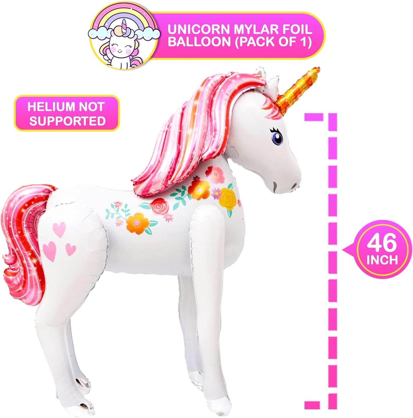 KatchOn, Self Standing Unicorn Balloons - 46 Inch, Pack of 5 | Unicorn Birthday Balloons for Unicorn Birthday Decorations for Girls | Unicorn Party Decorations, Unicorn Decorations for Birthday Party