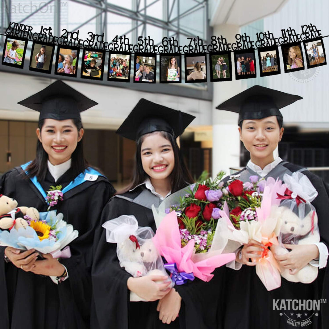 Graduation Decorations 2026 | Large K-12 Graduation Photo Banner 5x7, 10 Feet | Graduation Picture Banner, Black Graduation Picture Display for Grad Party Decor | KatchOn