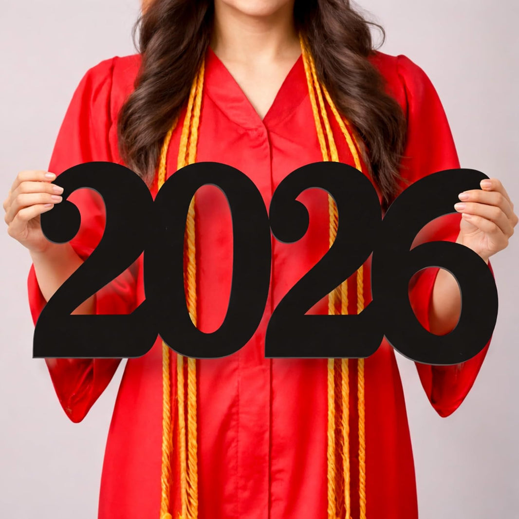 KatchOn, Large 2026 Wooden Sign Black - 8 Inch | Grad 2026 Sign for Black Graduations Decorations 2026 | Class of 2026 Photo Props, 2026 Numbers for Class of 2026 Decorations