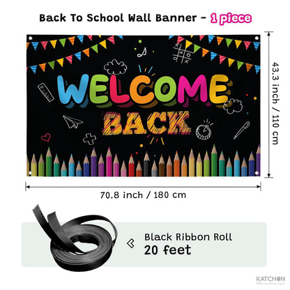 KatchOn Welcome Back Banner Backdrop for Welcome Back To School Decorations