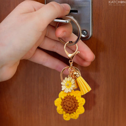 KatchOn, Cute Crochet Sunflower Keychain for Women | Charms for Purses, Handbags | Flower Charms Key Chain for Backpack, Wallet, Key | Pendants Wallet Keychain | Birthday Gift for Her