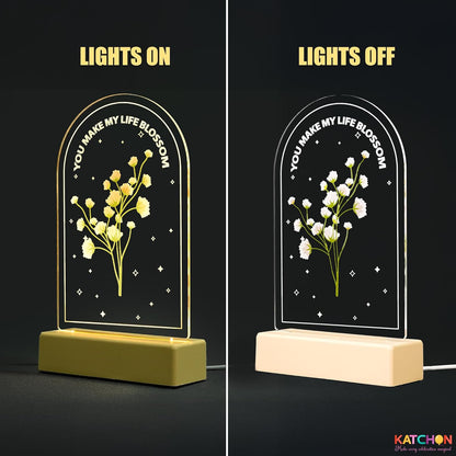 KatchOn, Acrylic Plaque Gift | Elegant Engraved Floral LED Lamp Gift | Valentines Day Gifts for Her, Heartfelt Message for Wife, Girlfriend, Anniversary, Birthday Gifts for Women | Office Desk Decor