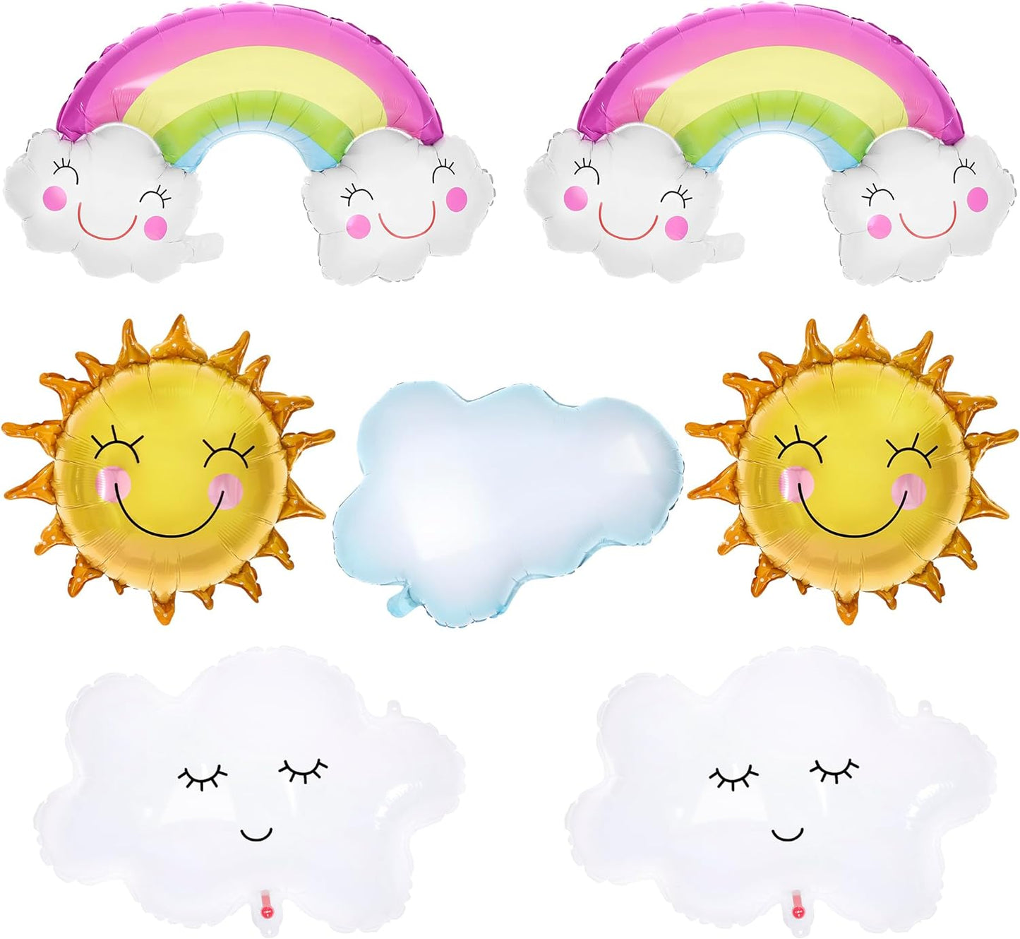 KatchOn, Rainbow, Sun and Clouds Party Balloons Set - 31 Inch, Pack of 7 | Big Rainbow Mylar Balloons, Cloud Balloons for Clouds Decorations | Sun Mylar Balloons for Canticos Birthday Decorations