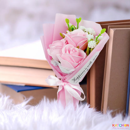KatchOn, Artificial Rose Flower Bouquet - Pink Artificial Flowers, Birthday Gifts for Women, Girlfriend, Wife | Pink Rose Bouquet for Romantic, Appreciation, Anniversary, Gifts for Her