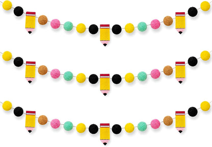 KatchOn Pre-Assembled Felt Pompom Pencil Banner for Back to School 8.2 Feet