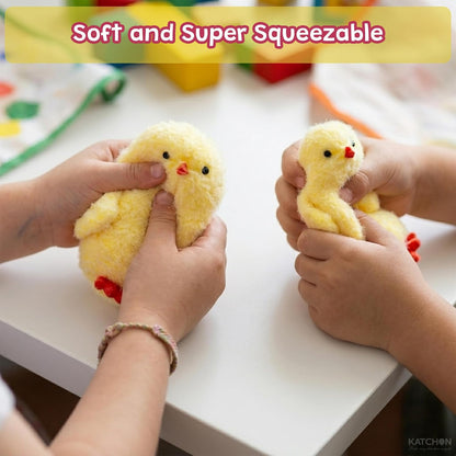 KatchOn, 6Pcs Big Chick Squishy Fidget Toys - 3.15 Inch | Handmade Ultra Soft Chick Squishy Kit, Cute Fidget Toys Silicone Squeeze Toys for Kids & Adults Stress Relief Cute Sensory Toys(Chicken)