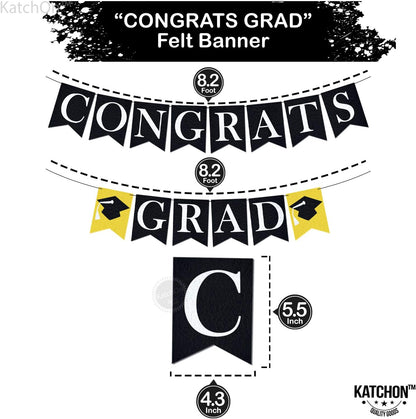 KatchOn, Congrats Grad Banner Black - Felt, No DIY | Congrats Banner for Black Graduation Decorations 2026 | Graduation Banner for 2026 Graduation Party Decorations | Congratulations Banner