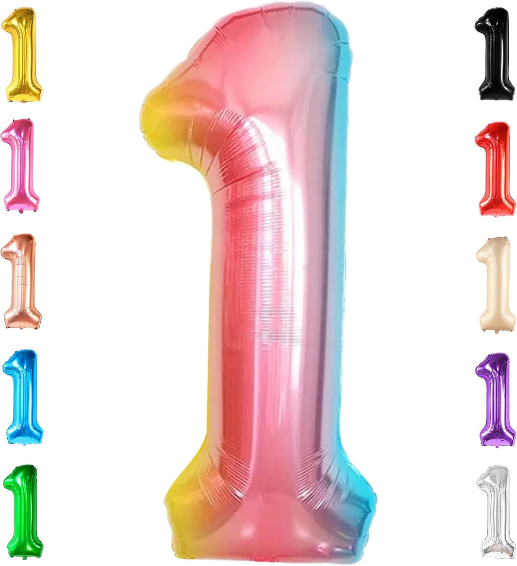 KatchOn, Giant 40 Inch, Rainbow Number 1 Balloons - Number One Balloon for First Birthday | Rainbow 1 Year Old Balloons | First Birthday Decorations