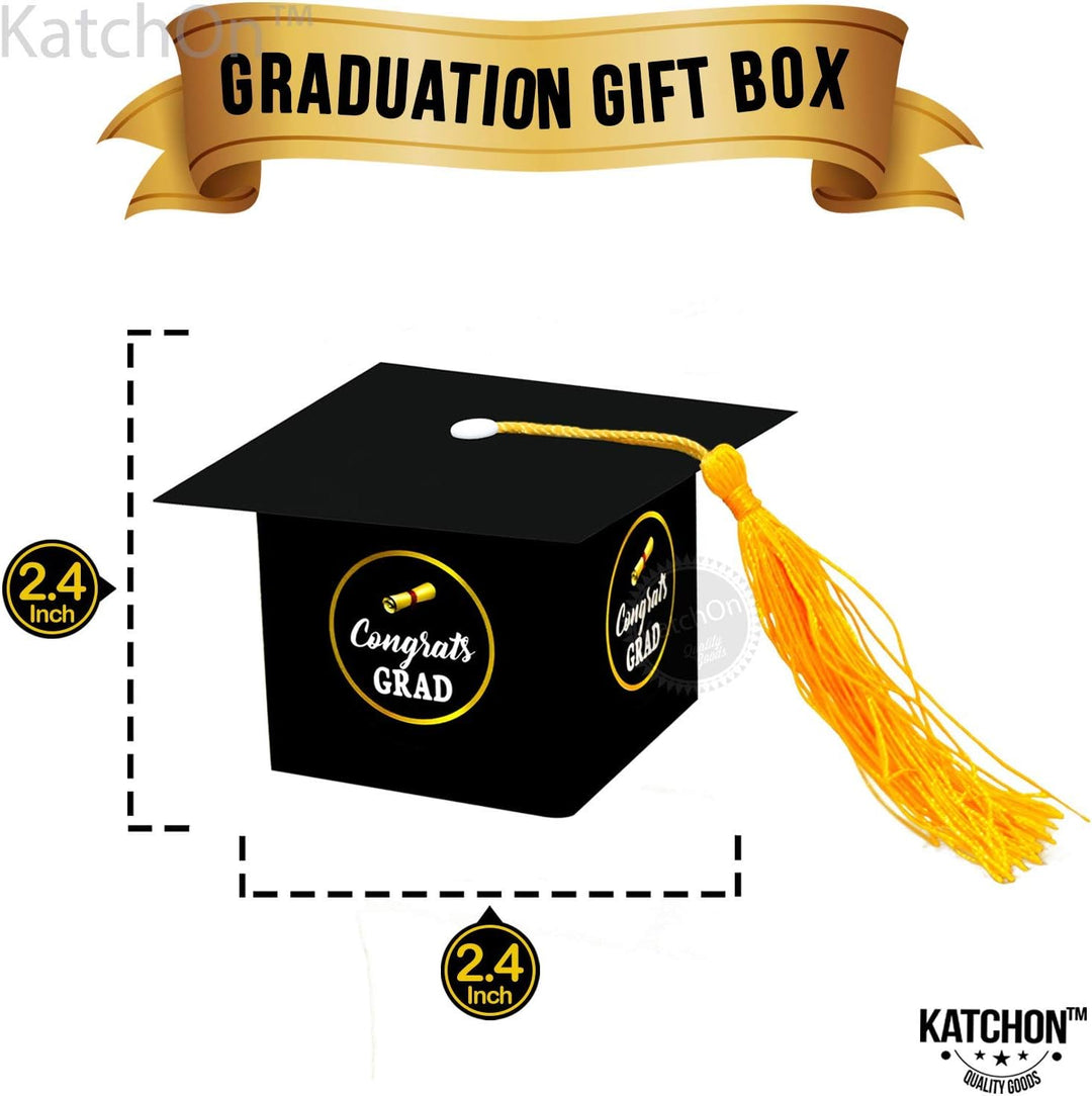 KatchOn, Congrats Grad Graduation Candy Boxes - Pack of 25, Graduation Party Favors | Black Graduation Gift Boxes, Graduation Decorations Class of 2024 | Graduation Favors 2024, Graduation Goodie Bags