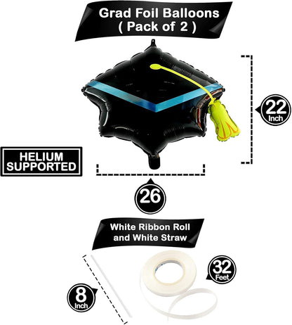 Graduation Decorations 2026 | Graduation Cap Balloons - Big, 22 Inch, Pack of 2 | Graduation Hat Balloon, Graduation Balloons 2026 | Grad Balloons for Graduation Cap Decorations, KatchOn