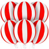 KatchOn, Huge Red and White Carnival Balloons - 22 Inches, Pack of 6 | Red and White Striped Balloon for Carnival Decoration | Circus Balloons For Birthday, Retro, 70s, Circus Theme Party Decorations
