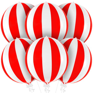 KatchOn, Huge Red and White Carnival Balloons - 22 Inches, Pack of 6 | Red and White Striped Balloon for Carnival Decoration | Circus Balloons For Birthday, Retro, 70s, Circus Theme Party Decorations