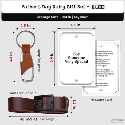 KatchOn, 5Pcs Fathers Day Gift for Dad - Sunglasses, Wallet, Watch, Belt and Key Ring Anniversary, Birthday Gifts for men, Him | Fathers Day Gift for Husband from Wife, Gift Sets for Men from Son