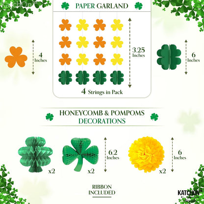 KatchOn, Happy St Patricks Day Decorations - Pack of 13 | No DIY, 10 Feet, St Patricks Day Banners, St Patricks Day Garland | Shamrock Garland, St Patricks Day Centerpiece | Shamrock Decorations