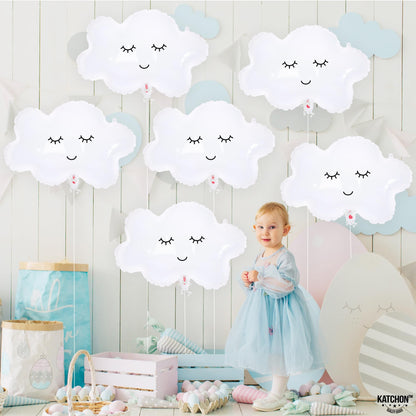 KatchOn, 30 Inch Smiling Cloud Balloons Set, 6 Count, for Birthday, Baby Shower