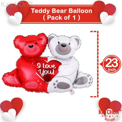 KatchOn, Big Teddy Bear Balloons Set - 23 Inch, Pack of 13 I Love You Balloons Heart Shaped Balloons and Valentines Balloons for Valentines Day Decorations, Anniversary Decorations, Valentines Decor