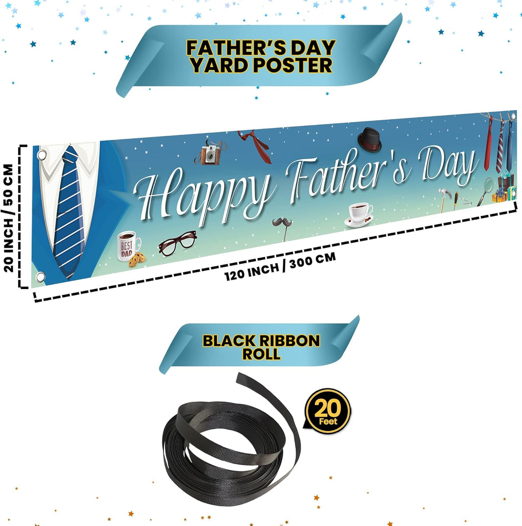 KatchOn, Happy Fathers Day Banner - XtraLarge, 120x20 Inch | Fathers Day Yard Sign Banner for Happy Fathers Day Decorations for Party | fathers Day Backdrop
