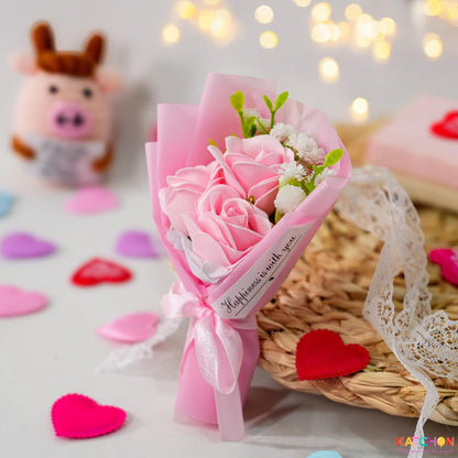 KatchOn, Artificial Rose Flower Bouquet - Pink Artificial Flowers, Birthday Gifts for Women, Girlfriend, Wife | Pink Rose Bouquet for Romantic, Appreciation, Anniversary, Gifts for Her