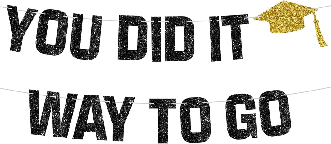 2026 Graduation Decorations | Glitter You Did It Banner 2026 Graduation Banner - Large 10 Feet | Way to Go Banner, 2026 Grad Party Decorations | You Did It Decorations | KatchOn