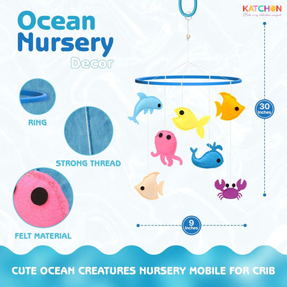 KatchOn, Baby Crib Mobile for Boys and Girls | Ocean Nursery Theme Mobile for Crib | Ocean Theme Decor | Brithday, Baby Shower Gift for Boys and Girls | Infant Bedroom Hanging Decoration