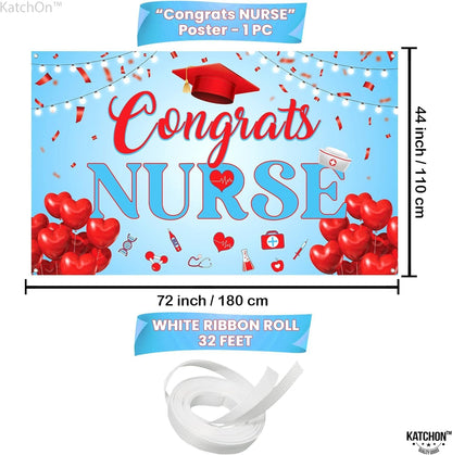 KatchOn, Red and Blue Congrats Nurse Banner - XtraLarge, 72x44 Inch | Graduation Banner, Nurse Graduation Decorations 2026 | nurse party decorations, Class of 2026 Decor | nurse grad party decorations