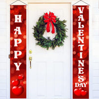 KatchOn, Red Heart Happy Valentines Day Banner - 72x12 Inch | Happy Valentines Banner Porch Sign | Red Valentines Day Door Banner | Happy Valentines Day Decorations for the Home