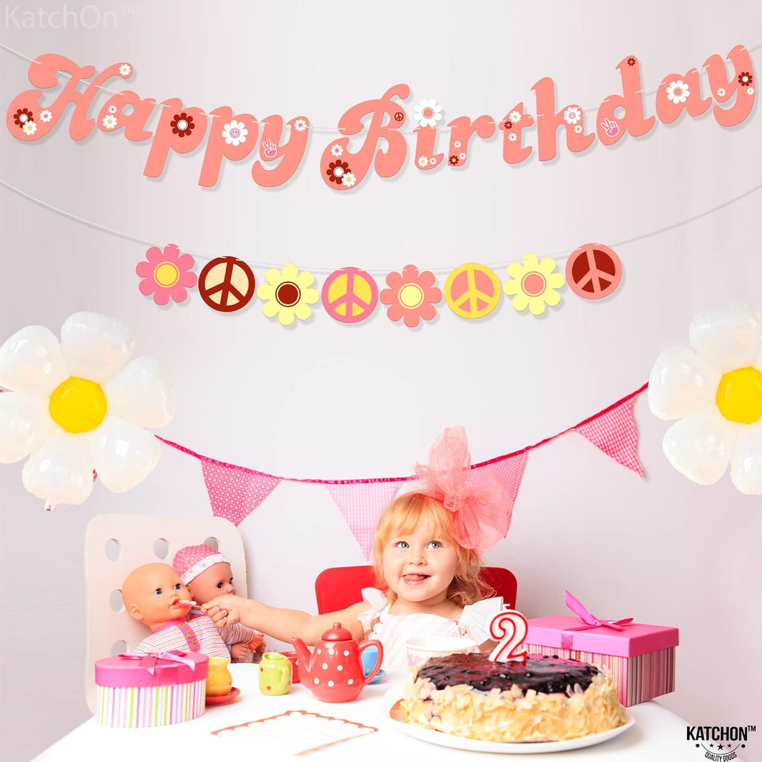 KatchOn, Groovy Happy Birthday Banner - Big, 10 Feet, No DIY | Two Groovy Birthday Banner for Groovy Party Decorations | Groovy Birthday Decorations | Hippie Party Decorations