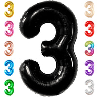 KatchOn Black Number 3 Balloon - Giant, 40 Inch | 3rd Birthday Decorations for Boys