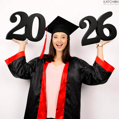 KatchOn, Large 2026 Wooden Sign Black - 8 Inch | Grad 2026 Sign for Black Graduations Decorations 2026 | Class of 2026 Photo Props, 2026 Numbers for Class of 2026 Decorations