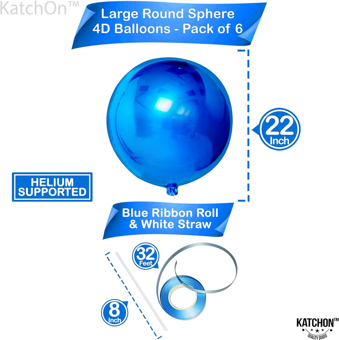 KatchOn, Large Royal Blue Balloons - 22 Inch, Pack of 6 | Royal Blue Mylar Balloons, Royal Blue Metallic Balloons for Royal Blue Party Decorations | Blue Foil Balloons, Under The Sea Party Decorations