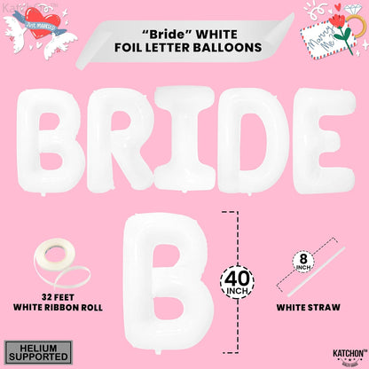 KatchOn, Large Bride Balloons White - 40 Inch | Bride White Balloon Letters, Bachelorette Party Decorations | Bride Balloons Bachelorette for Wedding Decorations | Bride Decorations, Bridal Shower