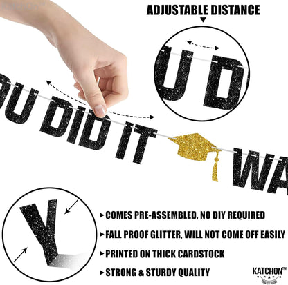 2026 Graduation Decorations | Glitter You Did It Banner 2026 Graduation Banner - Large 10 Feet | Way to Go Banner, 2026 Grad Party Decorations | You Did It Decorations | KatchOn