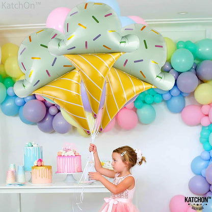 KatchOn 37 Inch Ice Cream Balloons, 3 Pcs | Ice Cream Party Decorations | Ice Cream Birthday Party Decorations | Summer Party Decorations | Social Party Decorations, KatchOn