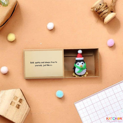 KatchOn, Handmade Mini Penguin Gift with Matchbox Message | Cute Valentines Day Gifts for Her, Unique Penguin for Women, Sister, Men | Dad Birthday Gift, Galentines Gifts for Friends, Boyfriend