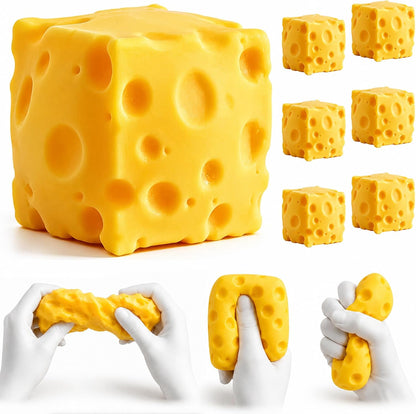 KatchOn, Cheese Squishy 6 Pcs - 6cm, Stress Relief Original Sensory Food Squishy Stress Relief Fidget Toy Stress Balls for Adults, Novelty Birthday Gifts for Kids Teens Boys Girls