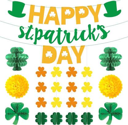 KatchOn, Happy St Patricks Day Decorations - Pack of 13 | No DIY, 10 Feet, St Patricks Day Banners, St Patricks Day Garland | Shamrock Garland, St Patricks Day Centerpiece | Shamrock Decorations