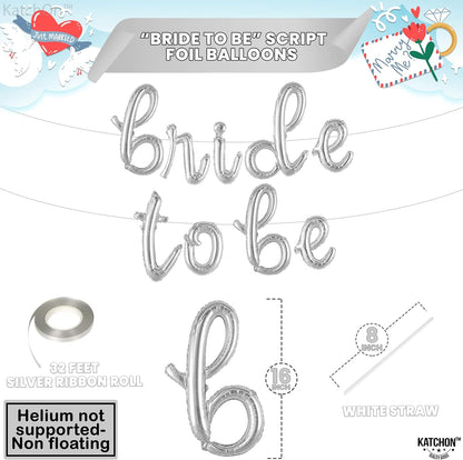 KatchOn, Silver Bride To Be Balloons Script - 16 Inch | Bride To Be Balloon for Bridal Shower Decorations | Cursive Bride To Be Foil balloons | Silver Bride Balloons Bachelorette Party Decorations