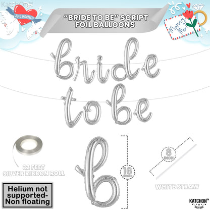KatchOn, Silver Bride To Be Balloons Script - 16 Inch | Bride To Be Sign for Bachelorette Party Decorations | bride Balloons, Bridal Shower Decorations | bachelorette Party