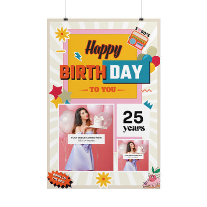 Happy Birthday Retro - Customizable 'Years' and 'Photo' Poster