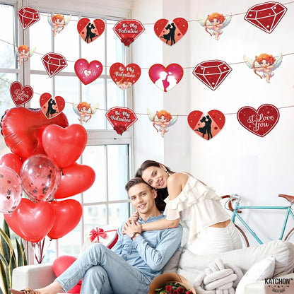 KatchOn, Be My Valentine Banner - No DIY, 3 String, 10 Feet | Diamond and Heart Garland, Valentines Day Decorations | Conversation Hearts Decorations, Valentines Decor | Valentines Day Garland