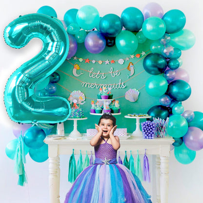 KatchOn Aqua Blue Number 2 Balloon - 40 Inch | Teal 2 Balloon Number, 2nd Birthday Decorations