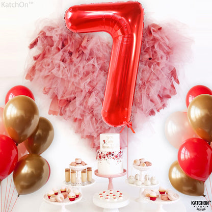 KatchOn, Giant Red Number 7 Balloon - 40 Inch | 7th Birthday Balloon for 7th Birthday Decorations | 7 Balloon number for Birthday | Seven Number | Number Balloons for Anniversary Decorations