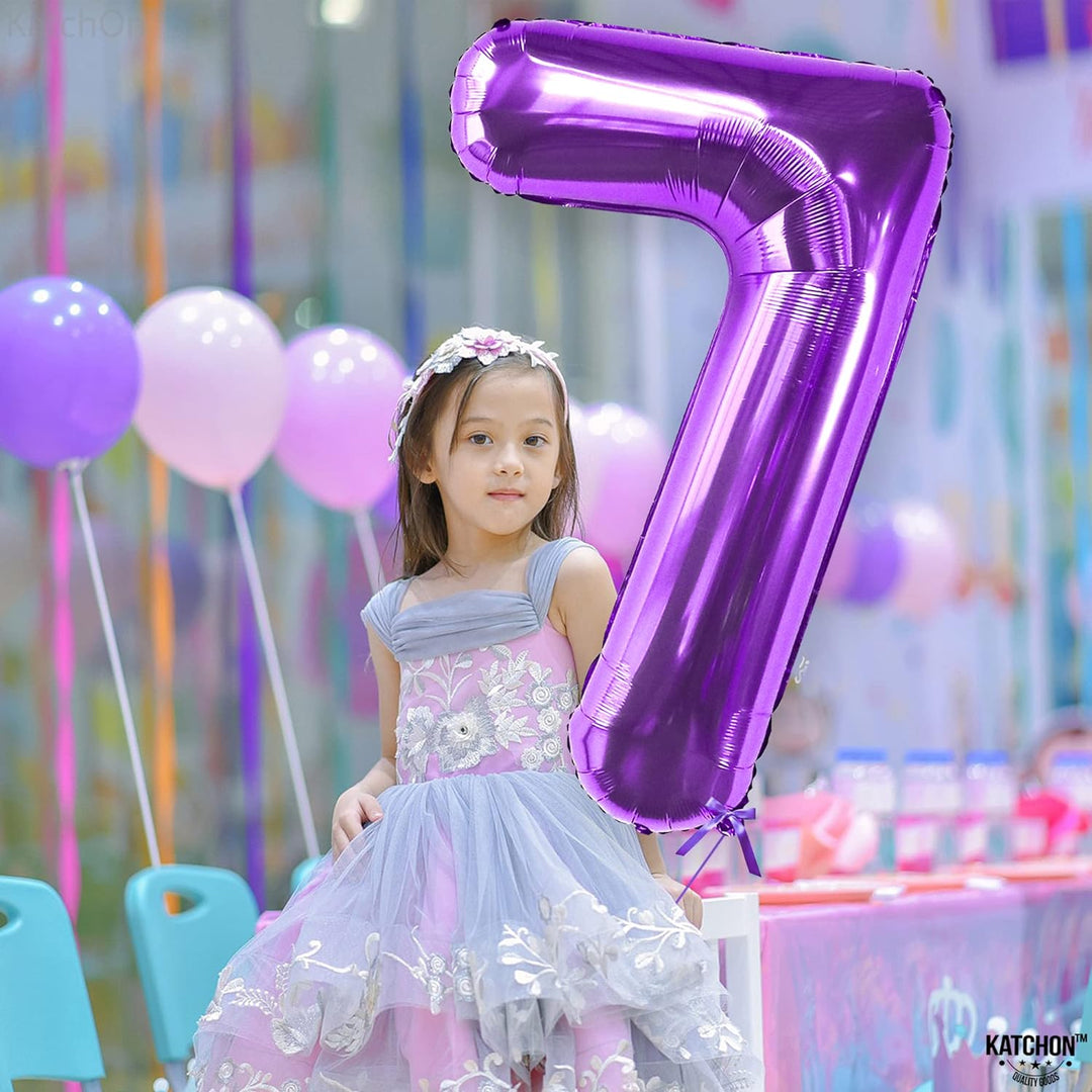 KatchOn, Purple 7 Balloon Number - Giant, 40 Inch | Number 7 Balloon Purple, Mermaid Birthday Decorations | 7 Birthday Balloon, 7 Birthday Decorations for Girls | Mermaid 7th Birthday Decorations